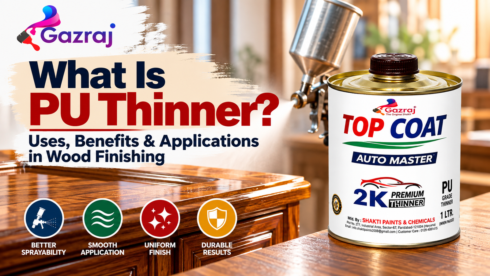 Gazraj PU Thinner for wood furniture finishing